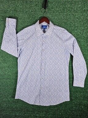 Apt. 9 Button-Down Shirt w/Leaf Print / Mens Size Large Slim Fit 16-16.5 32/33